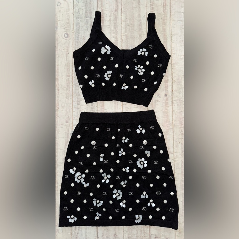 Chanel black top & skirt set